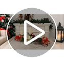 Christmas Poinsettia Candle Holder Centerpiece with 3 LED Candle Lights