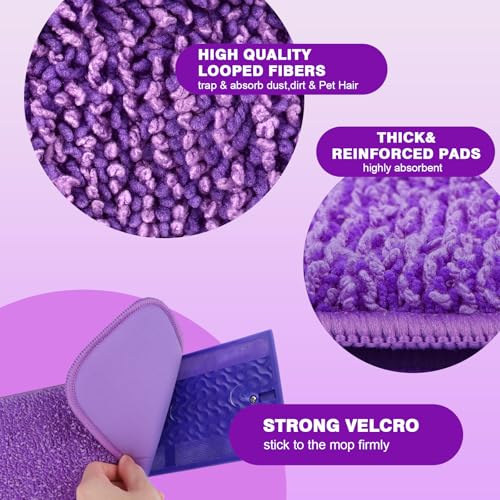 Reusable Microfiber Mop Pads 8-Pack for 13-15 Inch Mops, Wet & Dry