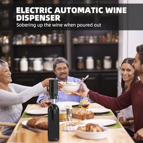 AREYCVK Black-ABS Electric Wine Aerator & Dispenser, USB Rechargeable, Automatic Wine Pourer for Wine Lovers
