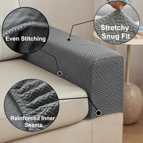 Stretchable Polyester Sofa Arm Covers - Set of 2, Anti-Slip & Washable