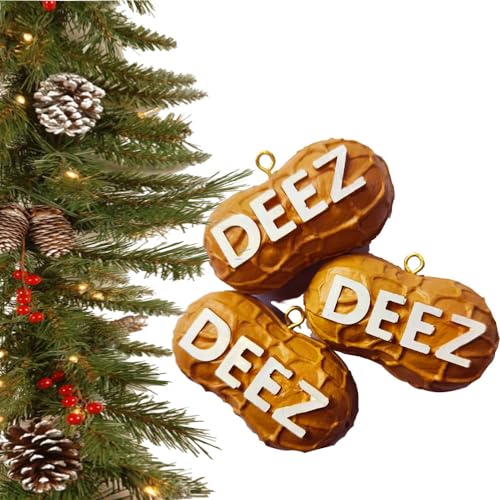 Deez Nuts Christmas Ornaments 3-Pack - Funny Peanut Tree Decorations