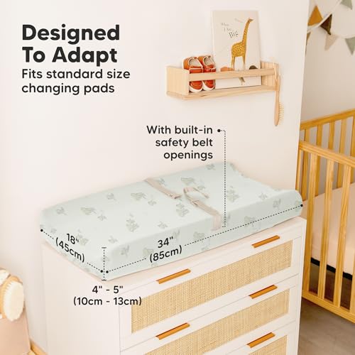 Organic Cotton Changing Pad Covers 2-Pack 34x18 Soft Fitted Sheets