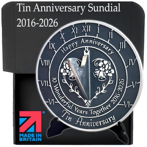 10th Anniversary Sundial Gift - Handmade Aluminum Tin Anniversary Present