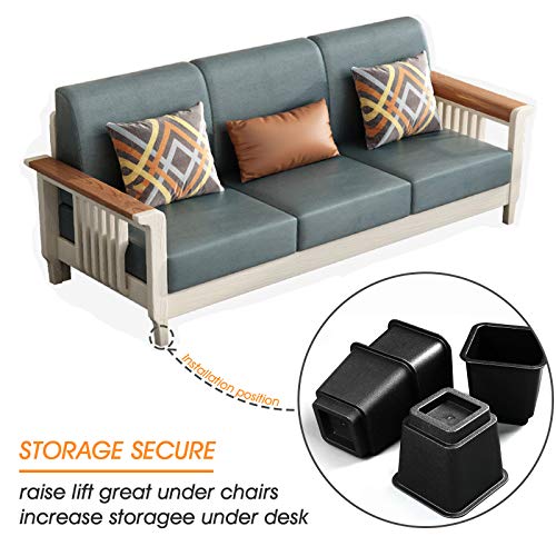 3-Inch Heavy-Duty Square Furniture Risers for Beds, Couches & Desks, Set of 4