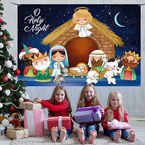 Nativity Backdrop 5x3ft Religious Christmas Scene Decoration banners