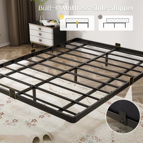 Full Size Floating Metal Platform Bed Frame with LED Lights & Charging Station