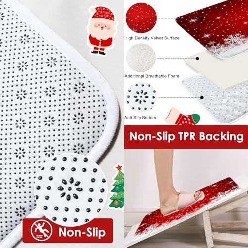 Christmas Bathroom Set with Shower Curtain and Rugs - ArtSocket White Red