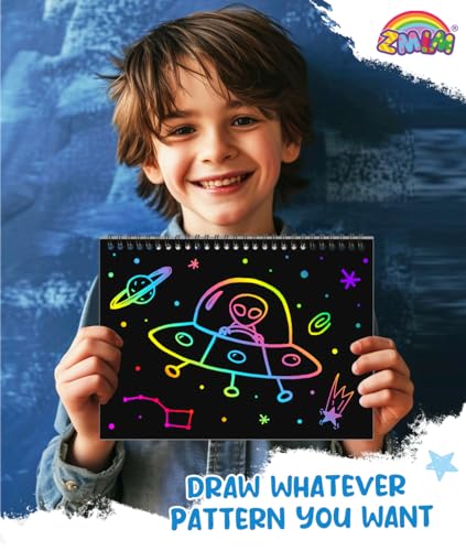Rainbow Scratch Notebook Set for Kids - 2 Pack Blue Art & Craft Supplies