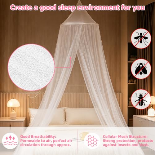 Princess Bed Canopy with LED Fairy Lights & Glow in the Dark Stars - White