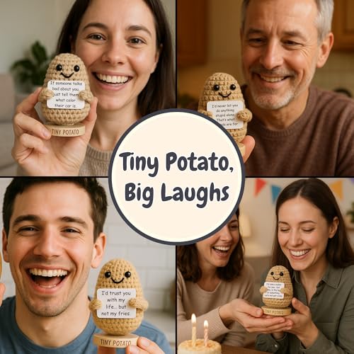Handmade Crochet Potato Emotional Support Gift with 30 Sassy Message Cards