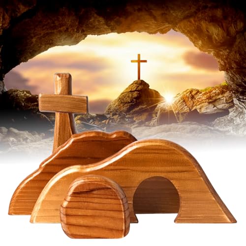Wooden Easter Resurrection Scene Set - Religious Tabletop Decoration