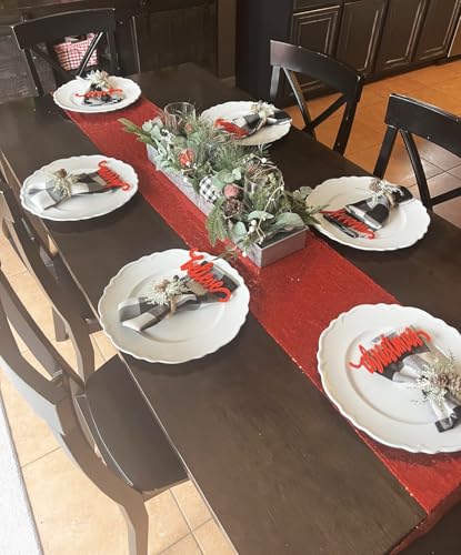 Red Glitter Sequin Table Runners Pack of 10 - 12 x 72 Inches, Elegant Party Decor