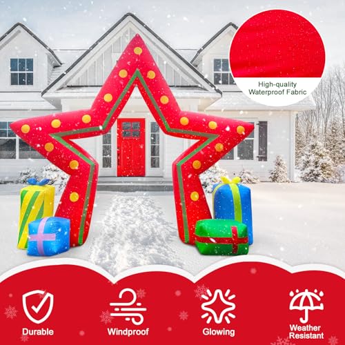 OurWarm 10ft Outdoor Christmas Inflatable Arch with Built-In LED Lights