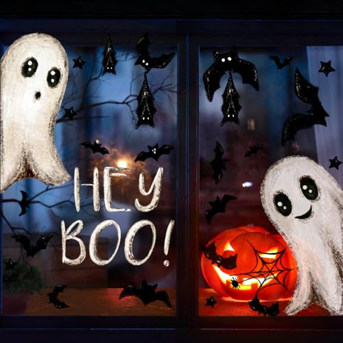 6 Sheets Halloween Ghost Window Clings - Waterproof Reusable Decals