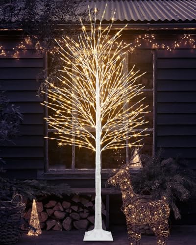 Miyukyee 7ft LED Lighted Birch Tree for Christmas & Holiday Decor