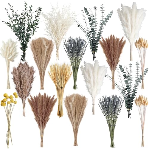 500-Piece Dried Pampas Grass Bouquet - 17-Inch Boho Floral Decor