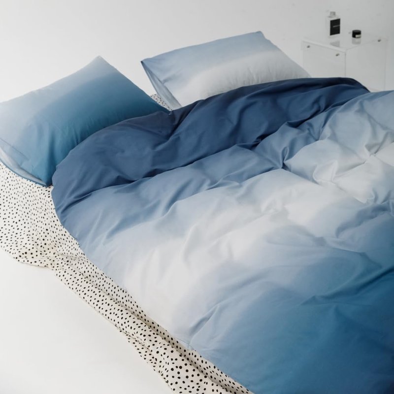 BlueBlue Blue Kids Duvet Cover Set Queen 100% Cotton Bedding for Boys Girls Teens Dark Blue to White Change 1 Abstract Full Comforter Cover 2 Pillow Shams, Queen