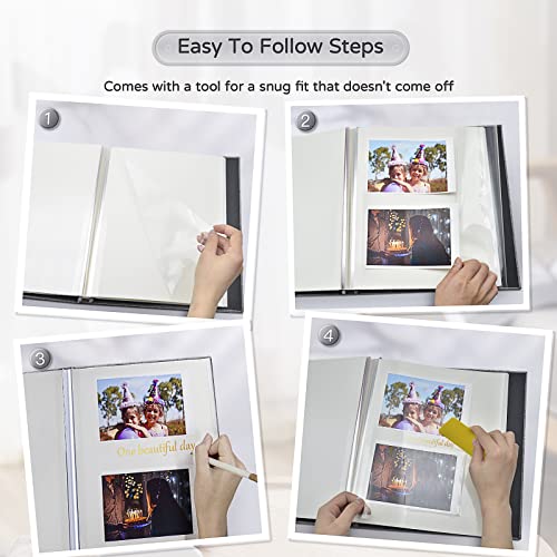 Self-Adhesive Photo Album Linen Scrapbook Memory Book for 4x6 5x7 8x10 Photos