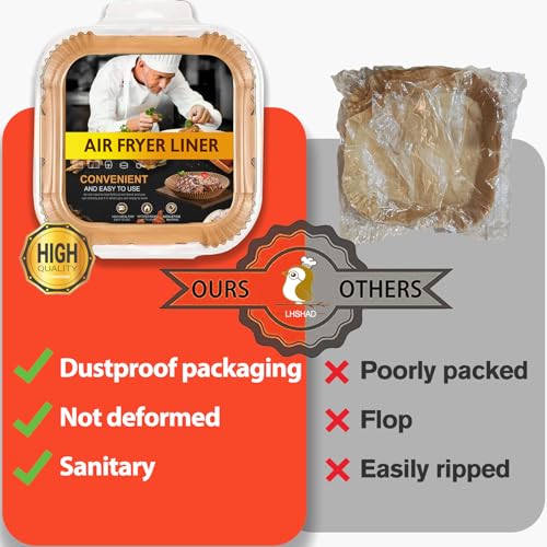 Disposable 9-Inch Square Air Fryer Parchment Paper Liners (125 Count)
