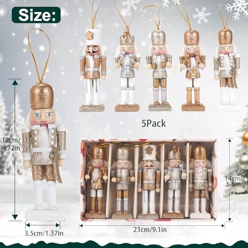 10-Piece Wooden Christmas Nutcracker Ornament Set - 10cm Hanging Soldiers