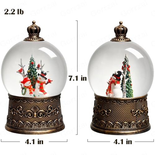 Lighted Musical Snowman Snow Globe Lantern with 6-Hour Timer & Glitter