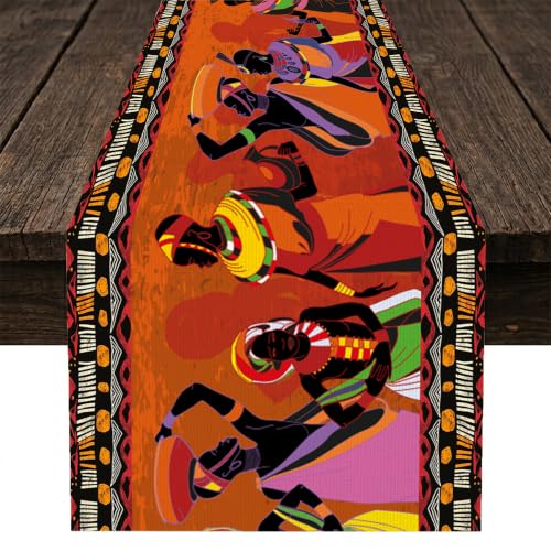 DKMQQUL African Table Runner 13x36 Inch Retro Black Women Tribal Decor Kwanzaa