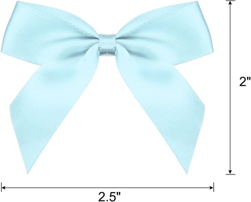 MECCANIXITY Mini Satin Ribbon Bows - 100 Pcs 2.5" Sky Blue Fabric Flowers for DIY Crafts & Parties