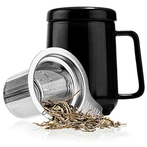 Tealyra 19oz Ceramic Tea Mug with Infuser & Lid - Large Heat-Resistant Coffee & Tea Cup
