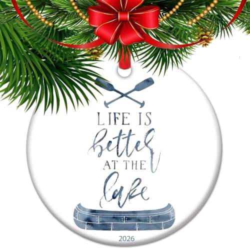 ELEWORD 2026 Lake Life Christmas Ornament T23 – Lake House Canoe Paddle Keepsake