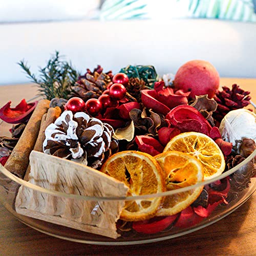 Christmas Potpourri Bowl Filler, Cinnamon Apple Scented Dried Flowers, 20 oz