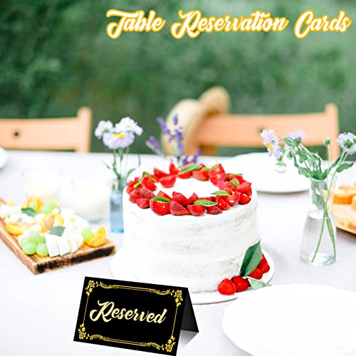 100 Pcs Black Place Cards with Gold Foil Border and Pen for Weddings