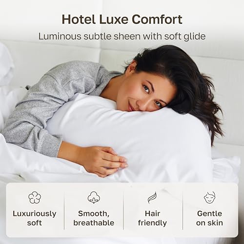 800 Thread Count Cotton Sateen Pillowcases - 2-Pack Standard/Queen, White