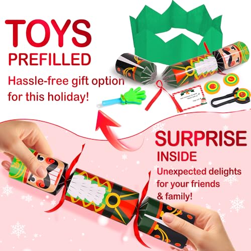 Envotek 12 Pack Nutcracker Christmas No-Snap Party Favors with Hats & Surprises