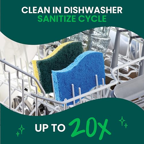 Heavy Duty Kitchen Scrub Sponges (6 Pack) - Durable Multi-Surface Scrubber