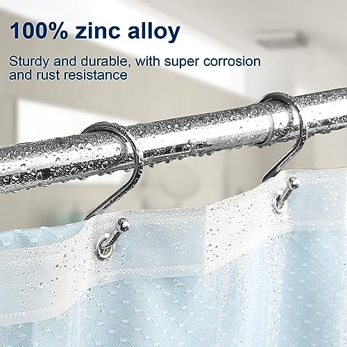 Rust-Proof S-Shaped Metal Shower Curtain Hooks - Chrome, Set of 12