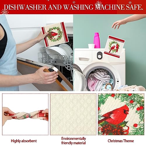 Maxcheck 6-Pack Christmas Cardinal Kitchen Towels 6.9 x 7.7 inches