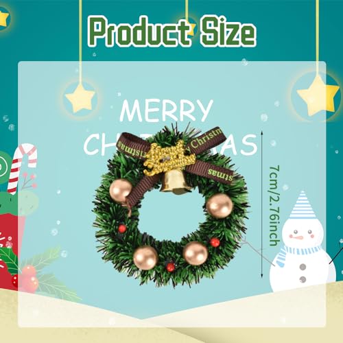 10pcs Mini Christmas Wreaths with Bows, 2.76-inch Dollhouse Hanging Decor