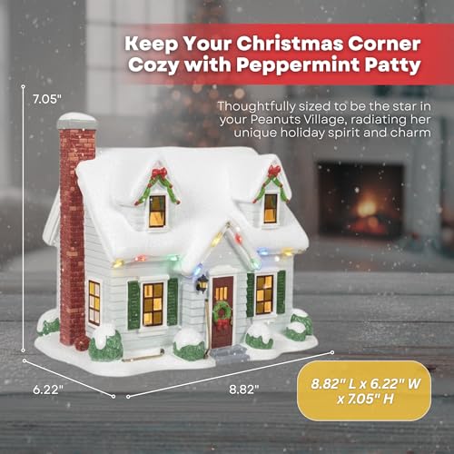 Department 56 Peanuts Christmas Village Peppermint Patty House - Lighted Ceramic Collectible with USB