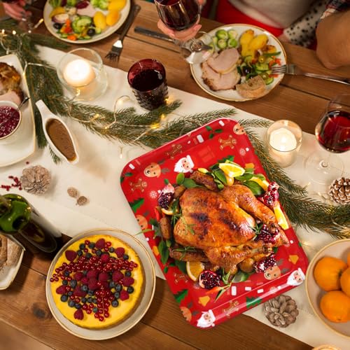 Ferrochef Classic Christmas Melamine Serving Plates Set – 4 Pcs, 13x10 Inches