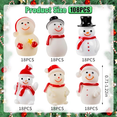 FFNIU 72Pcs Mini Snowman Figurines - SnowmanFigurines72Pcs 6 Styles Resin Christmas Decor