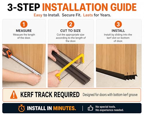 36-Inch Kerf Exterior Door Sweep Seal with Vinyl Fins - 2 Pack, Brown