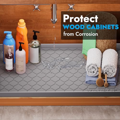 Winisok Waterproof Under Sink Mat 34" x 22" Silicone Cabinet Protector