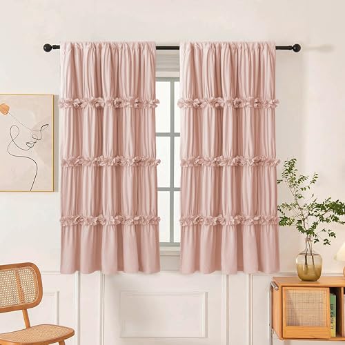 Thermal Insulated Blackout Curtains with Butterfly Flowers, 42"x63" (Pair)