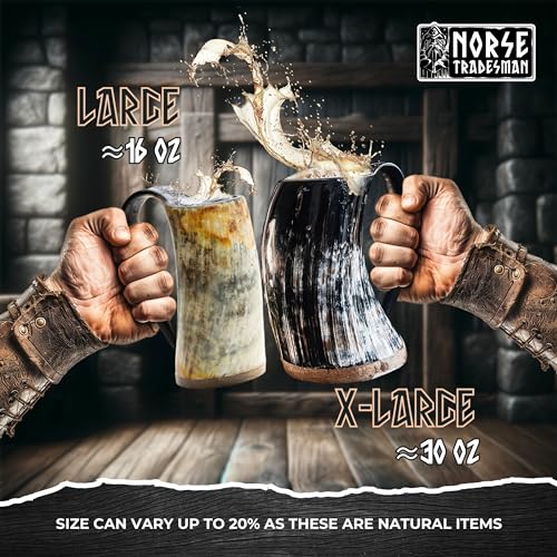 Authentic Viking Drinking Horn Mug - 16 oz Handcrafted Ox Horn Tankard