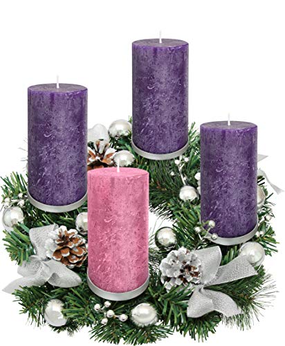 Rustic 4-Piece Advent Candle Set - Hand Dipped USA Made Christmas Pillar Candles