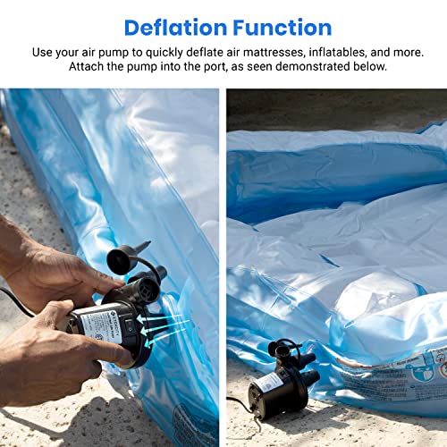 Portable Electric Air Pump for Inflatables, Quick-Fill Inflator with 3 Nozzles