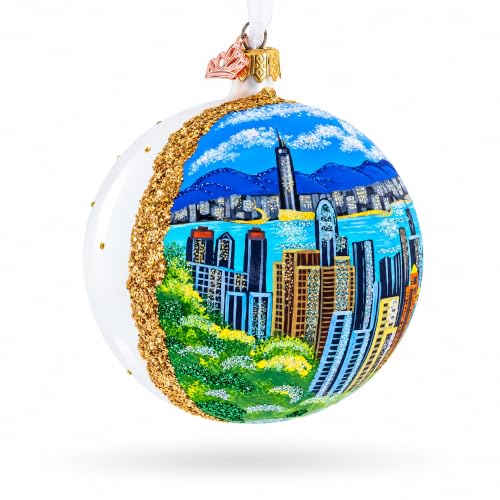 Victoria Peak Hong Kong Glass Ball Christmas Ornament 4 Inch – Hand-Painted German Glass