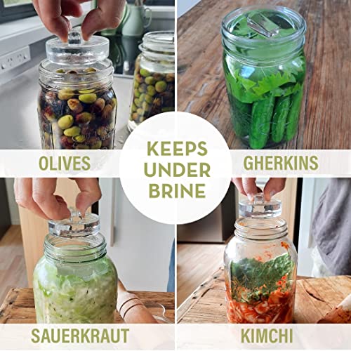 Glass Fermentation Weights with Easy Lift Handles for Wide Mouth Mason Jars 4-Pack