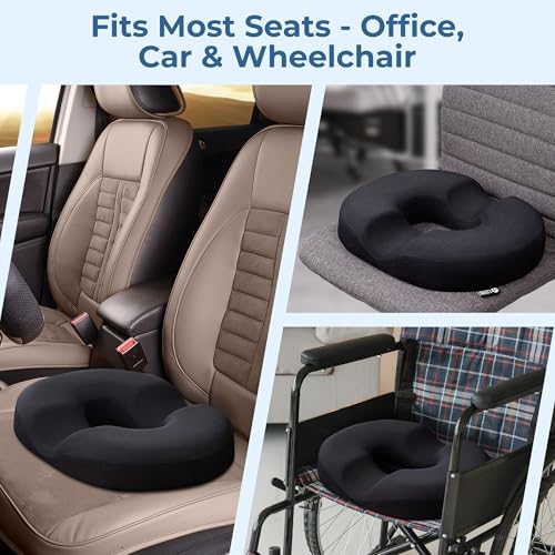 5 STARS UNITED Orthopedic Memory Foam Donut Seat Cushion for Tailbone Relief