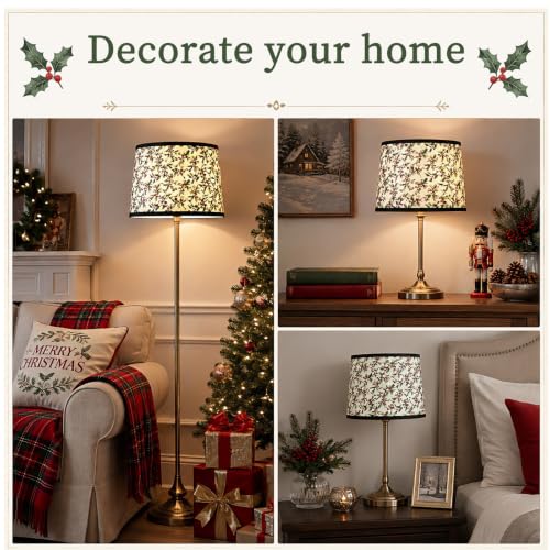 Baquler Mistletoe Christmas Lamp Shades Set 9.84"w x 12.99"h (2 Pack) – Upward Lighting, Mistletoe Pattern
